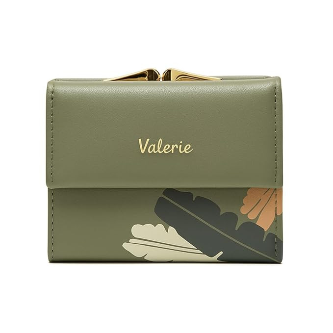 Valerie Small Wallets Clutch for Teen Girl Women PU Leather Trifold Small Wallet Cash Pocket Card Holder Coin Purse with ID Window for Girls Women (Green)