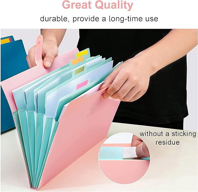 Corslet File Folders for Documents A4 Letter Size, 5 Pocket Certificate File Organiser Document Organizer Bag Expanding File Folder Portable File Organizer for School Office Supplies Document Folder