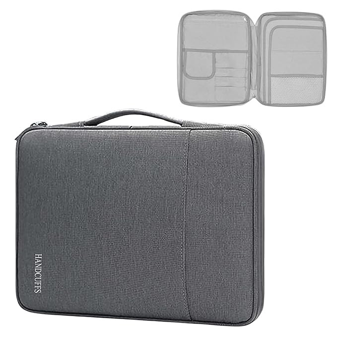 Handcuffs Document Organizer Bag | Waterproof | Portfolio Case | Professional | File Folders | A4 Paper | Certificates | Holder | Travel | Storage | Documents Organiser (Grey)
