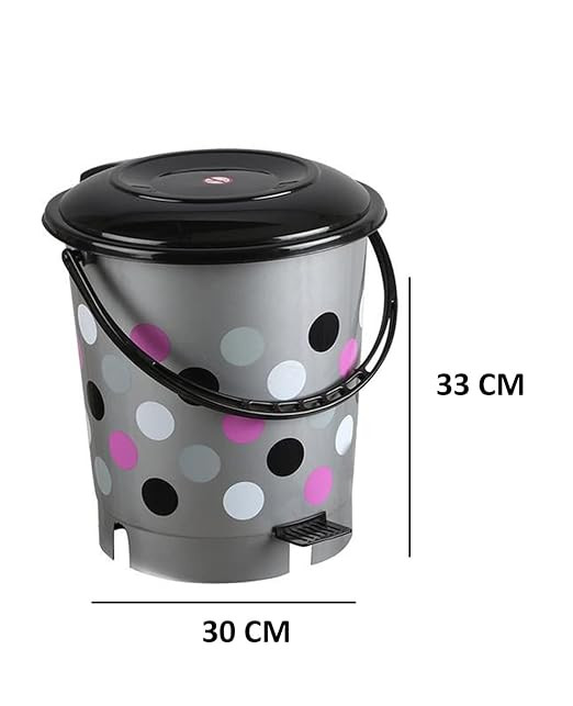 Bon Bon Dustbin Grey & pink Color 12 Liters for Home & Office Standard