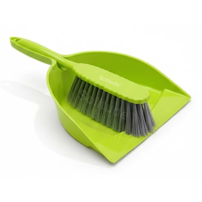 Solitude Dustpan with Multi-Purpose Dusting Brush, Dust Pan and Brush Set for Cleaning Combo Portable & Easy to Store