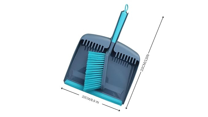 QUDIO Multipurpose Cleaning Brush Set – Dustpan, Brush, Scrubber, Squeegee & Cleaning Brush –(Blue & Grey) (Dustpan+Dustpan Brush)