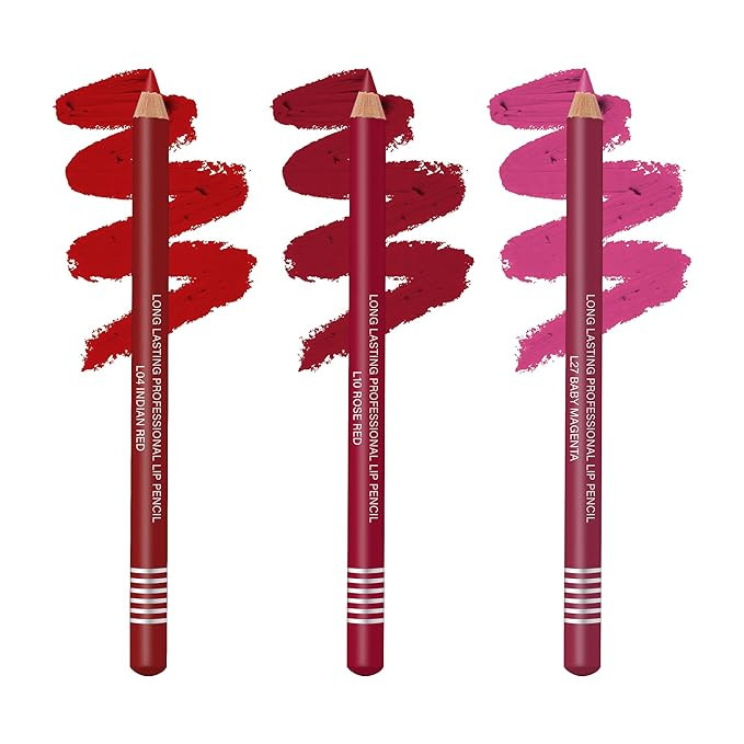 Colors Queen Matte Lip Liner Pencil | Non Transfer Liner For Professional Makeup | Lip Liner Pencil Waterproof (Combo - 04)