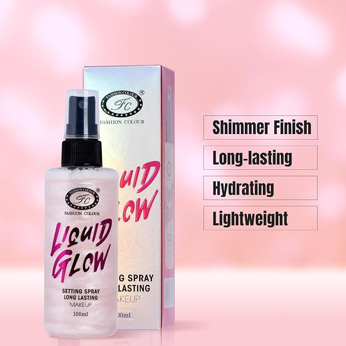 Fashion Colour Liquid Glow Setting Spray For Makeup Long Lasting | Radiant Finish | All-Day Long-Lasting for All Skin Types | Travel Size (100ml) | Rose
