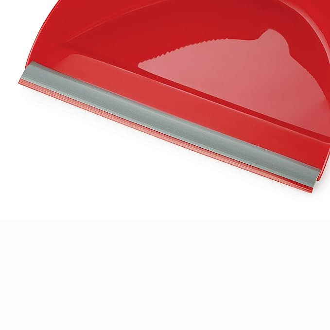 Kleeno by Cello Dust Pan with Brush 2pcs Set, Red and Grey | Multipurpose Dusting Cleaning Set | Portable & Easy to Store | for Home, Kitchen & Office