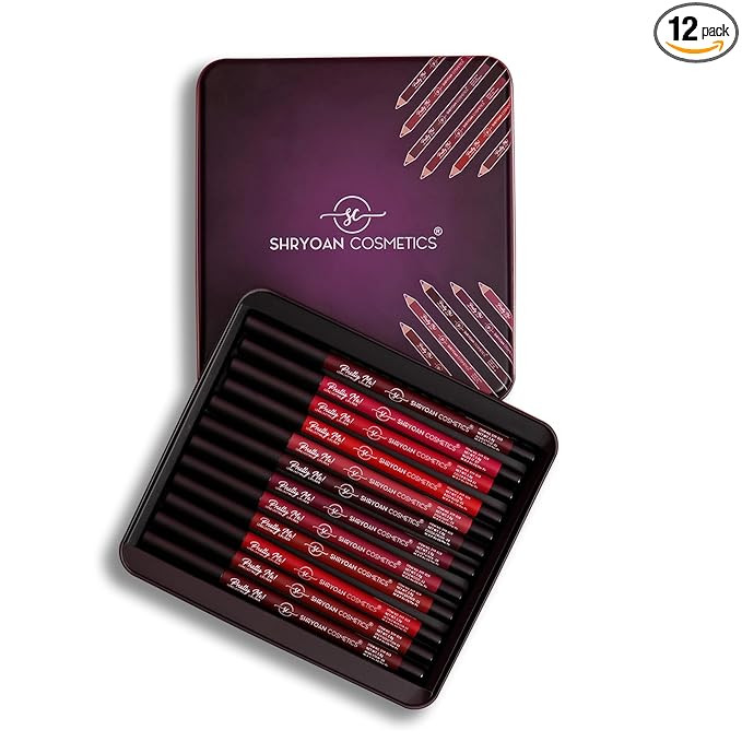 Shryoan Matt Lip Liner | Set of 12 | Long-lasting |Matte Finish | Non-drying, 19.2gm