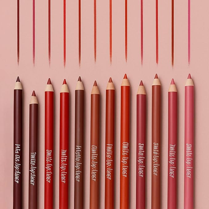 Super Matte Lipliner Set Of 12 - Pencil Waterproof, Nude, Professional Multicolored Long-Lasting for Women and Girls