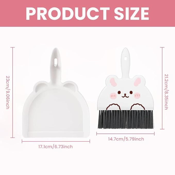 HASTHIP® Portable Mini Dustpan and Brush Set Cute Small Broom with Durable Brush,Lightweight Dust Pan and Broom Set for Desktop