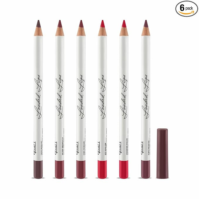 Glam21 Loaded Lips Matte Lip Liner | Set Of 6 | Long-Lasting | Waterproof | Transfer-Proof Matte Finish | One-Stroke Color Application | Non-Drying, 1.1gm Each (Browns & Nudes Pack)