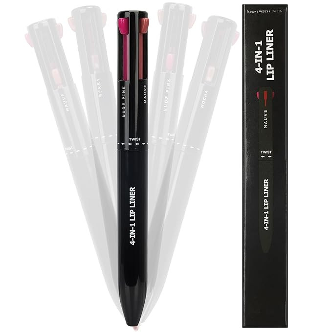 KIRA 4 In 1 Lip Liner High Pigmented Smooth Color Liner Retractable Lipstick Pencil,Smudge Proof Lipliner Pencil For Women