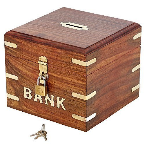 ITOS365 Handicrafted Wooden Money Bank Large - Coin Saving Box - Piggy Bank - Gifts For Kids, Girls, Boys & Adults, Traditional