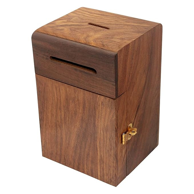 ITOS365 Handicrafted Wooden Antique Money Bank for Children- Woody Brown Finish | Coin Savings Box Piggy Bank | Gifts for Kids, Girls, Boys & Adults | Large Size Money Storage Box