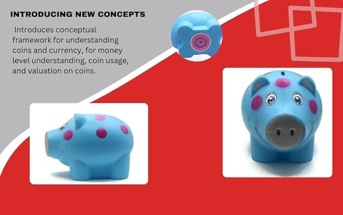 Kids Piggy Bank 3+ Years – Pig-Shaped Polka Dot Coin Bank with Lock & 2 Keys | Made in India | BIS Certified | Gift for Boys & Girls (Blue)