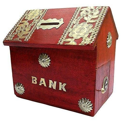 A S Handicrafts Wooden Money Bank - Coin Saving Box - Piggy Bank - Gifts for Kids, Girls, Boys & Adults