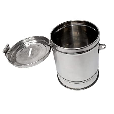 Idika Stainless Steel Gulak Piggy Bank, Round Shape 14 cm - Hundi Money Bank for Adults, Saving Box, Money Saving Box for Kids, Durable and Secure Design for Savings