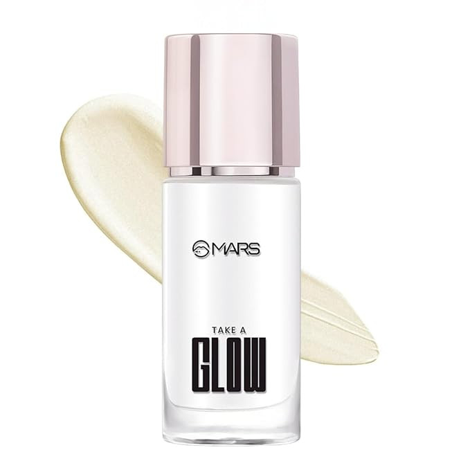 MARS Take A Glow Illuminating Primer + Strobe Cream | 3-in-1 Formula: Moisturiser, Face Primer & Highlighter | Enriched with Jojoba Oil (30ml) (02-LIGHT BEAM)