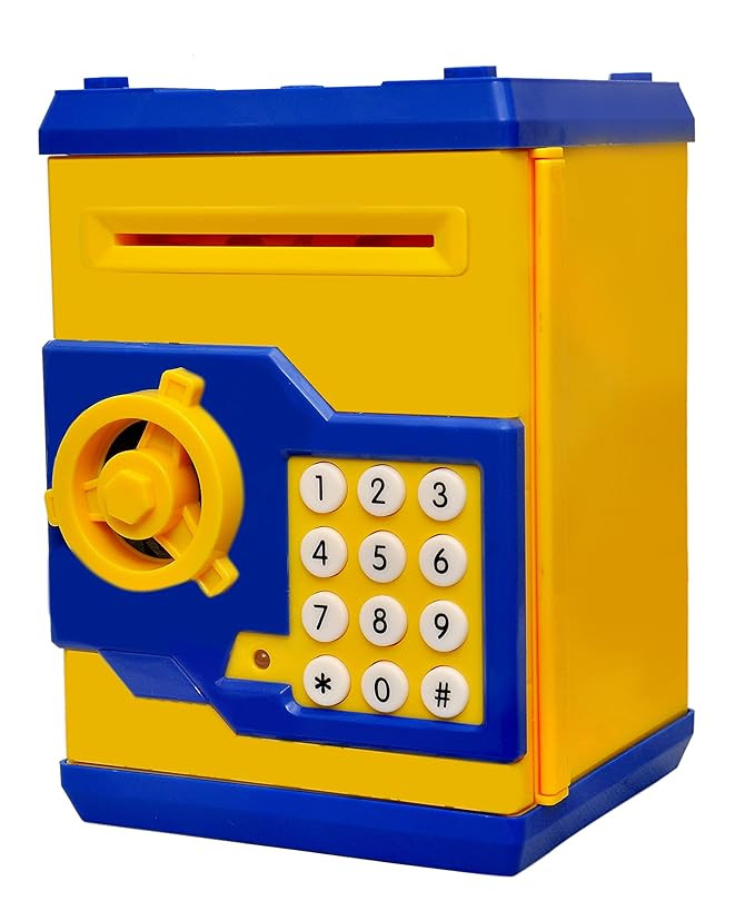 Toyshine Piggy Bank Money Box With Electronic Lock, Atm Machine, Yellow, Electronic