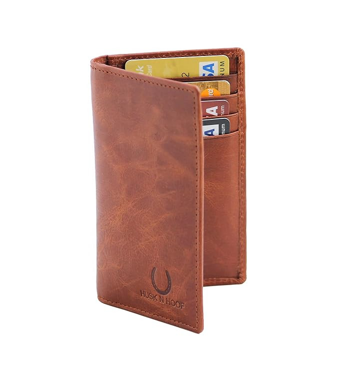 Husk N Hoof RFID Protected Leather Credit Card Holder Wallet for Man Women | Card Holder for Men Woman | Brown