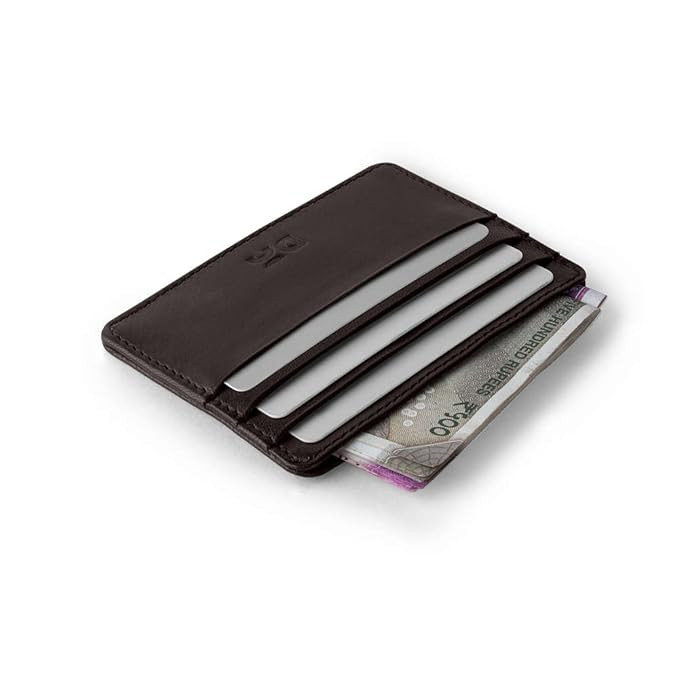 DailyObjects Slim Skinny Fit Card Wallet for Men and Women | Genuine Leather | Credit/Debit Card Holder | 3 Slots for Cash, Card & IDs | Stylish Pocket Purse | Money Organiser