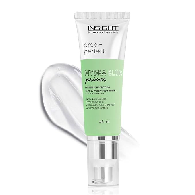 INSIGHT Hydrablur Primer| Lightweight| Silicone-Free| Water-Based| Hydrating & Smoothing| Enriched with Niacinamide| Hyaluronic Acid| Acne-Prone| Non-Greasy| Fast-Absorbing Primer| All Skin Types - 45gm