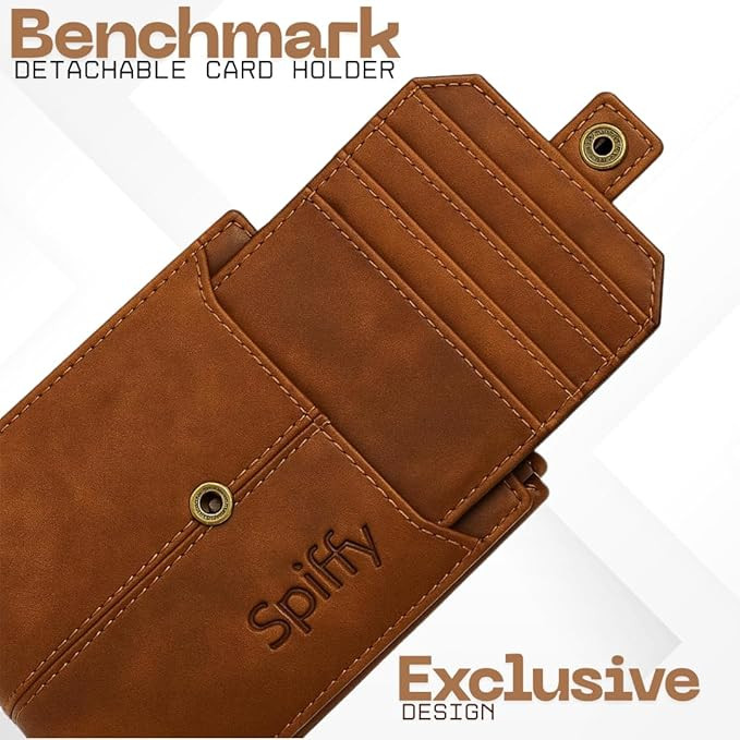 Spiffy Brown Genuine Leather Wallet for Men | RFID Blocking Slim Bifold Card Holder Wallet, Men's Wallet, 12 Card Slots