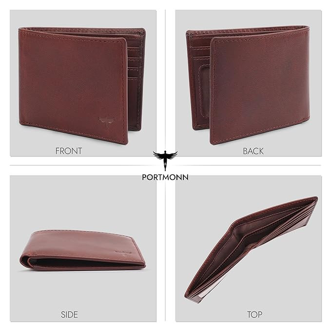 Genuine Leather Bifold Mens Wallet RFID Blocking 5 Credit Card Slots 1 ID Window 2 Sections for Bills 2 Additional Slots | Gift for him- Mocha Brown