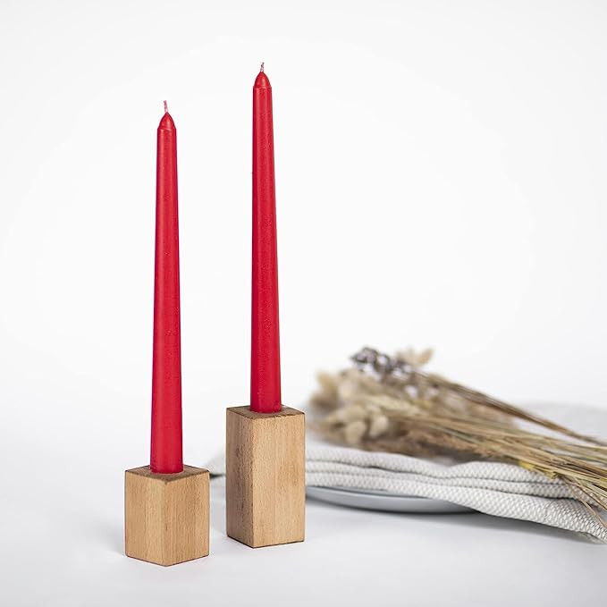 AuraDecor Taper Candles Pack || Dinner Candle || Celebration Candles || 10 inch Candles || Dripless || Smokeless Candle || Burnng Time 8 Hours (Pack of 4, Red)