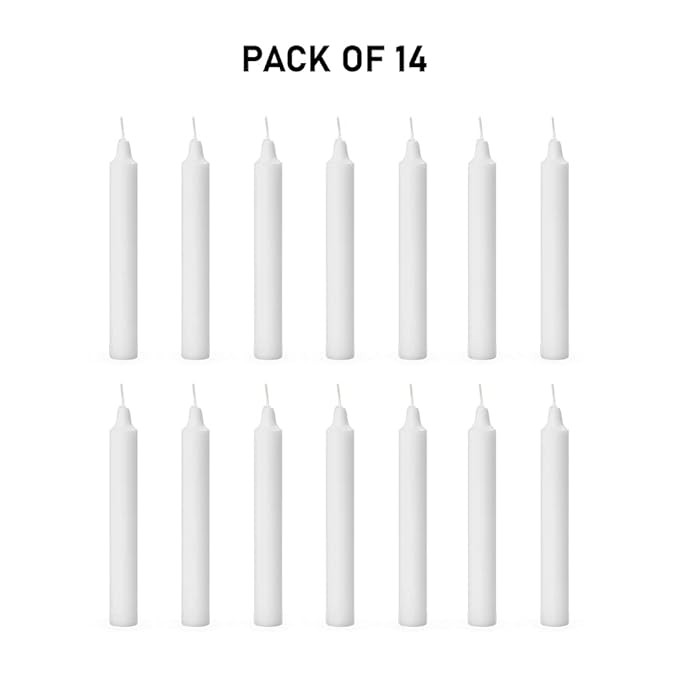 AuraDecor Pack of 14 Stick Candles || Especially Meant for Healing, Chakras, Ritual Candles, Decoration, Lighting, Home Decor || Burning Time 3 to 4 Hours Each (White)